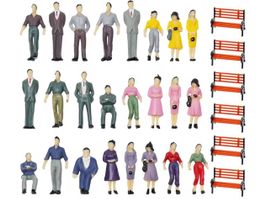 50 FIGUREN FÜR MODELLBAU + 6 PARKBÄNKE - MODELL EISENBAHN