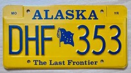 Alaska Nummernschild DHF 353 USA