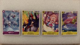 One Piece Sammelkarten Set 4 Stueck neuwertig