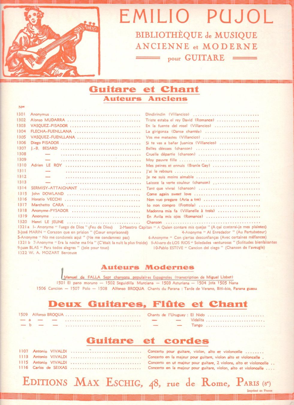 Bücher: Canciones populares Espaîiolas - Manuel de Falla – Gebraucht aus St-Blaise von partita-ch