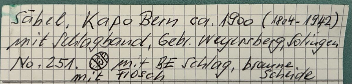Stichwaffen: Säbel Kapo Bern 1900 – Gebraucht aus Gutenswil von Antiques77 7