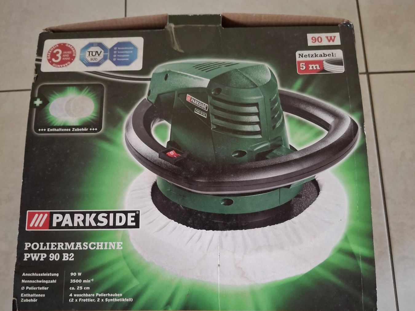Parkside Alle Maschinen: Poliermaschine Parkside PWP 90 B2 5m Netzkabel – Neu und originalverpackt aus St. Gallen von Angelamaroni