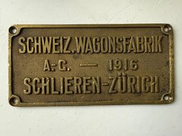 Lok/Wagon Schild Jg. 1916, von der Wagonfabrik Schlieren