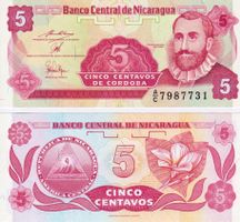 NICARAGUA 5 CENTAVOS DE CORDOBA 1991 (UNC)