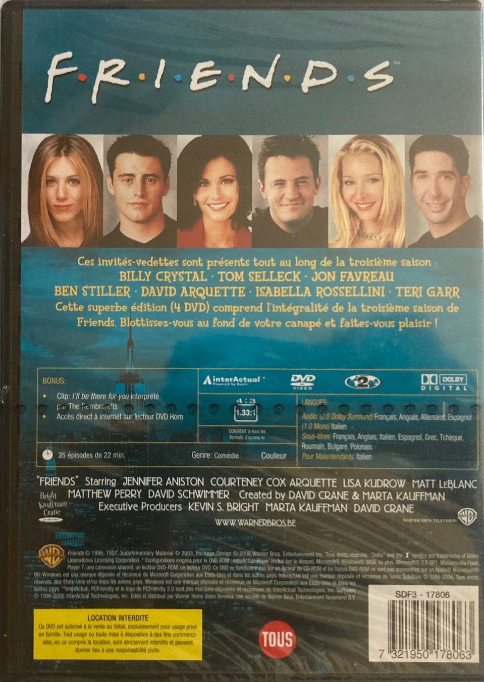 Tutti i DVDs: FRIENDS (LA TROISIEME SAISON COMPLETE) – Nuovo e nell'imballaggio originale da Poliez-Pittet venduto da Newtown-Records 1