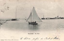 Neuchâtel (NE) – Der Hafen mit Segelbooten
