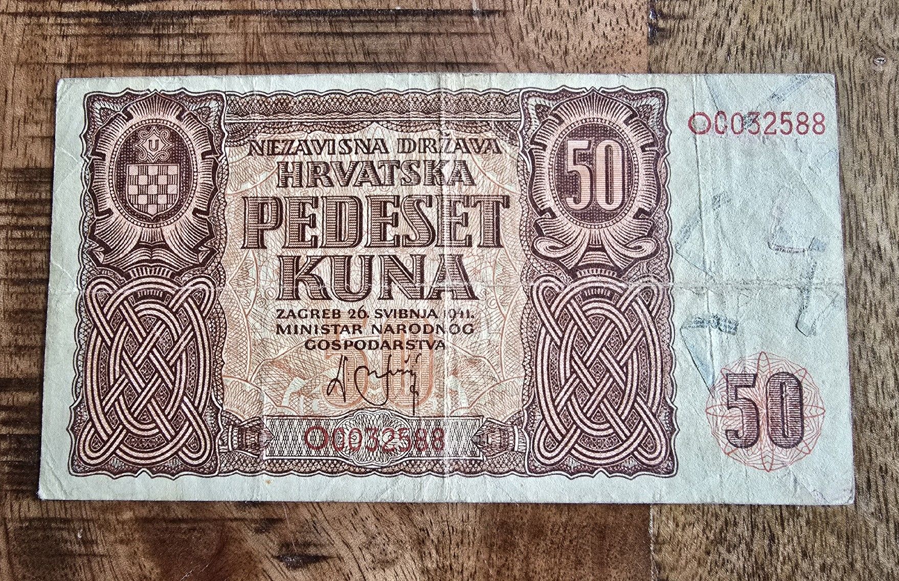 Banconote: Kroatien 50 Kuna 1941 – Usato da Rotkreuz venduto da Titotesla