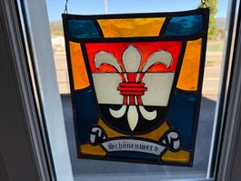 Glasbild Wappen Schoenenwerd bunt gebraucht Zustand
