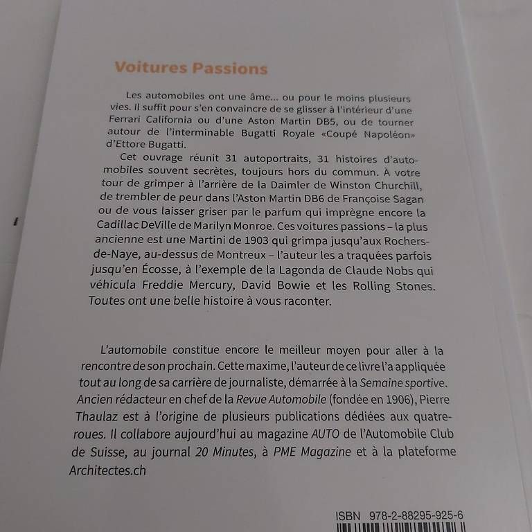 Libri: VOITURES PASSIONS    P. Thaulaz – Usato da Genève venduto da macadam 1