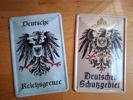 Schilder Deutsche Reichsgrenze und Kolonialschild