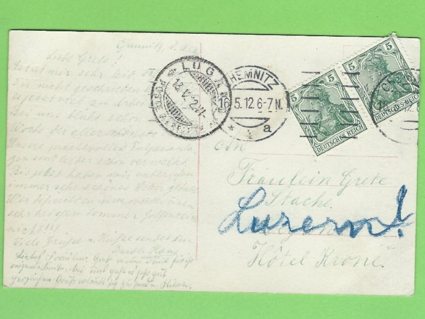 Cartoline postali: Alte Ansichtskarte Liebesgedanken 1912 – Usato da Zürich venduto da t24_de 1
