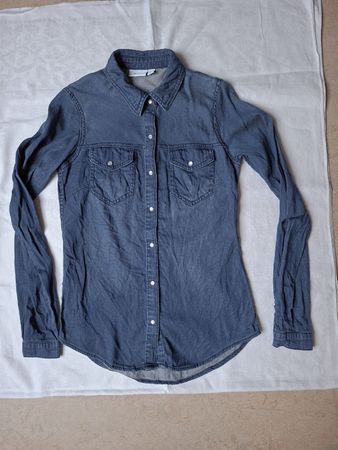 Vila Jeanshemd, XS, blau, dünner Stoff