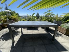 Gartentisch anthrazit Metall Rechteckig Tischplatte 180x90cm