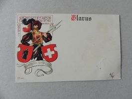 Karte Glarus GL Wappen Helebarde 1901