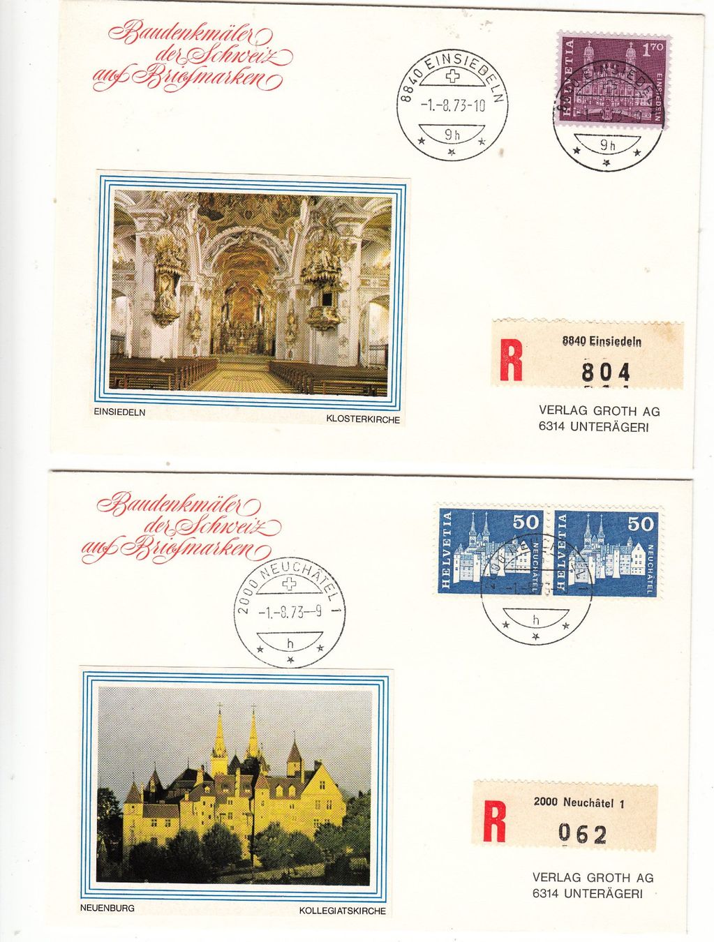Alle Briefmarken: Briefe Baudenkmäler Schweiz 7Stk. 1973 – Gebraucht aus Herrliberg von Lfrifda 2