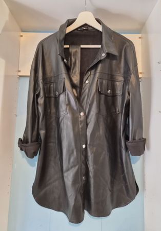 Tally Weijl Faux Leather Shirt Jacket Black Size L