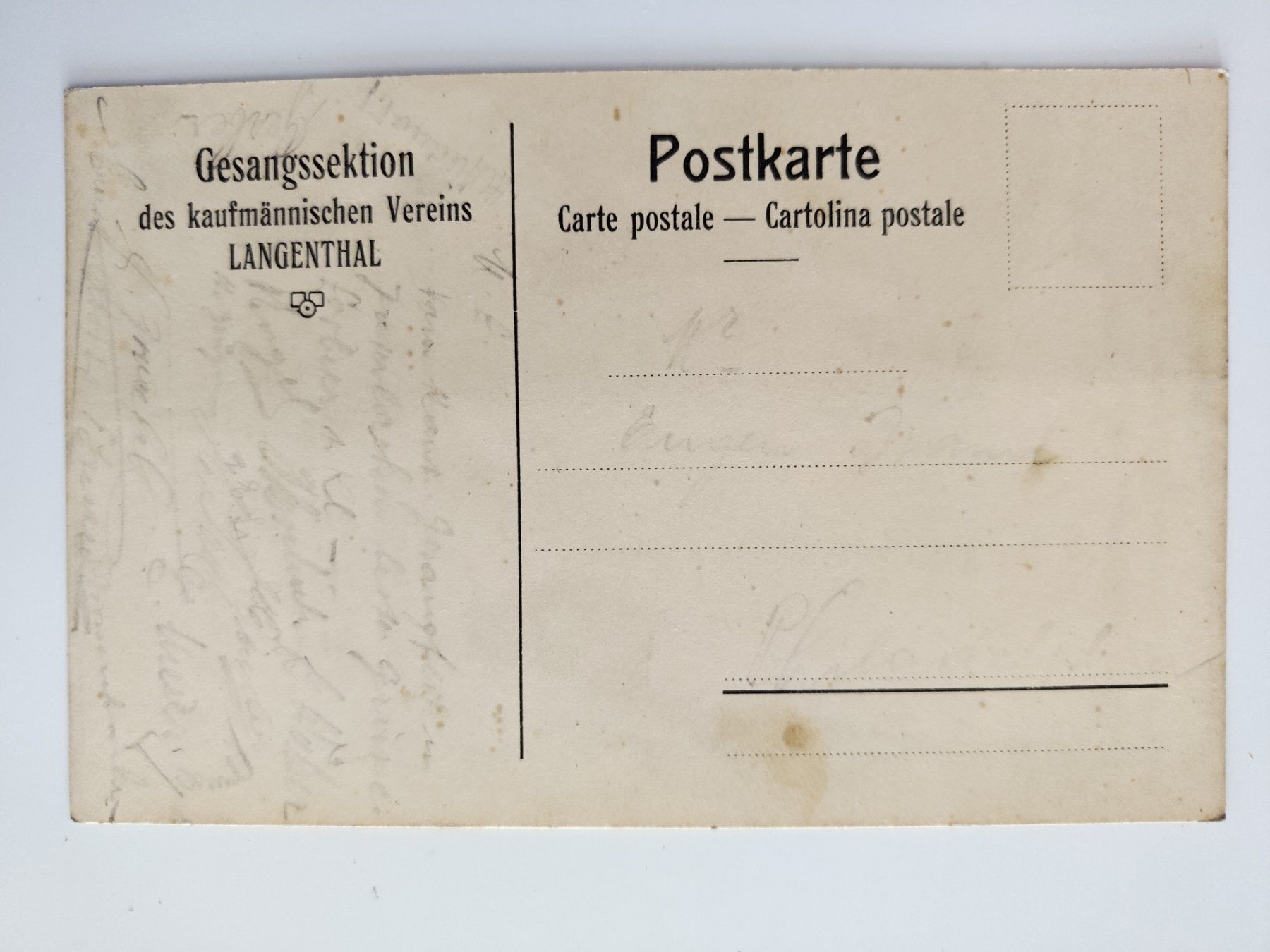 Cartoline postali: Alte Karikatur-Postkarte Langenthal , Gesangssektion – Difettoso da Ohmstal venduto da Lebensfreude05 1