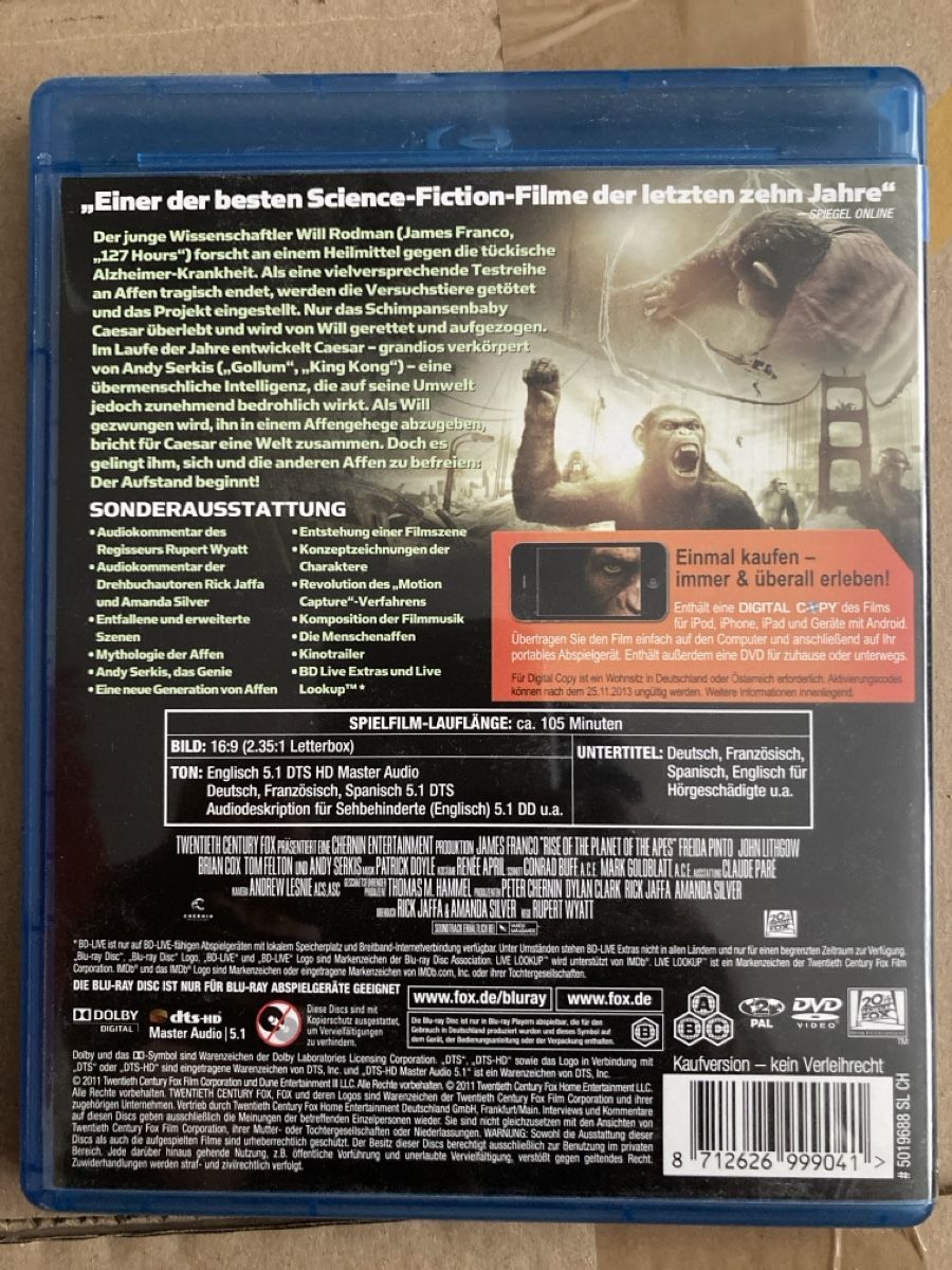 Tutti i DVDs: Planet der Affen Prevolution (Blu-Ray + DVD) – Usato da Neuchâtel venduto da Tradeboi 1