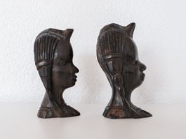 Afrikanische Schnitzerei - Skulptur - Ebenholz - Portraits