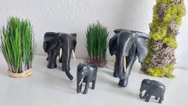4 Holz Elefanten Handgeschnitzt Unikat aus Afrika