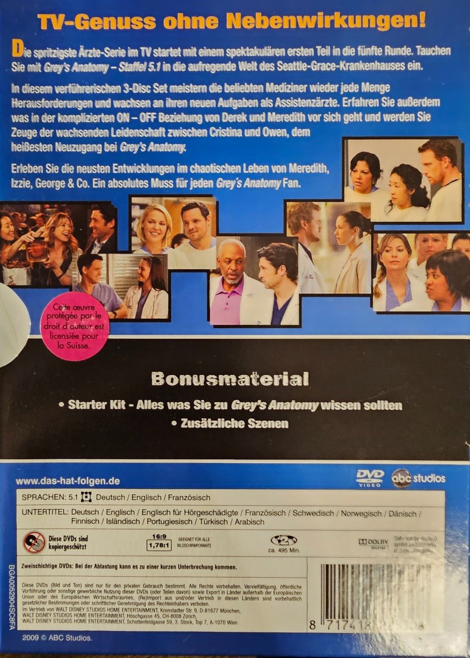 Alle DVDs: Grey's Anatomy - Staffel 5 - Teil 1 – Gebraucht aus Wahlen b. Laufen von Cg10 1