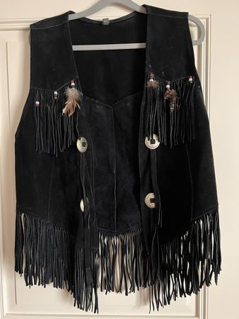 Wildleder Fransenweste, Vintage Western Style, Grösse XL