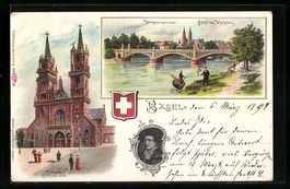 Litho Basel, Wettsteinbrücke, Münster 