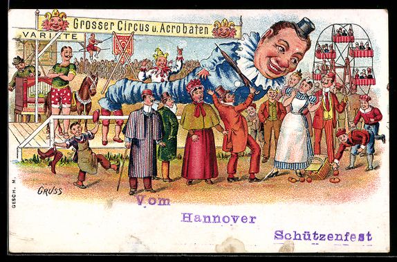 Cartoline postali: Hannover, Schützenfest, Mann mit Leierk – Usato da Berlin venduto da bartko-reher