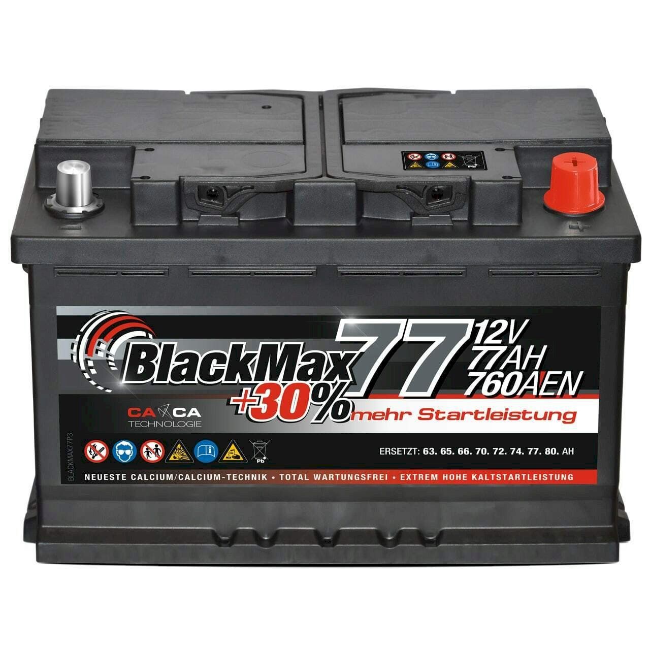 Batterien: BlackMax +30% 12V 77Ah Autobatterie – Neu und originalverpackt aus Bottighofen von zaap