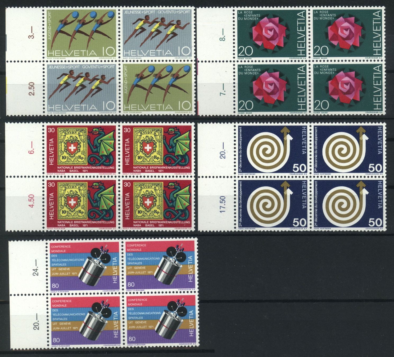 Tutti i francobolli: 1971, Viererblöcke, ** – Usato da Willisau venduto da Vollstempel