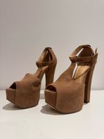 Lidman High Heels Sandaletten Gr. 37 (US 7) - Camel  Braun⁠