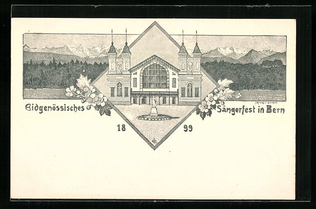 Ansichtskarten: Bern, Eidgenössisches Sängerfest 1899 – Gebraucht aus Berlin von bartko-reher