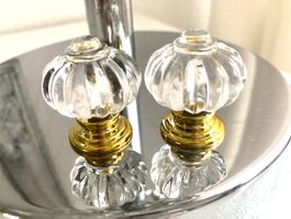 ⚡️Deko Knöpfe Griffe / Schubladen Kommoden  Gold Crystal NEU