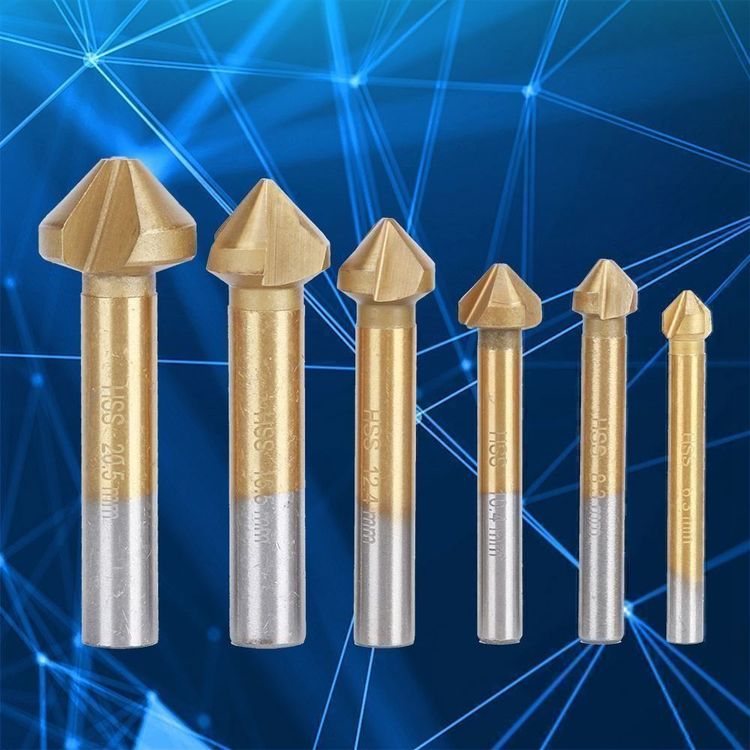 Estmoon 6 Tlg 90° Kegelsenker Satz HSS Senker Set, Titan
