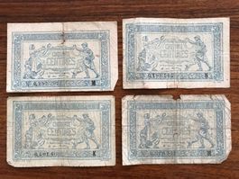 4x Alte Noten République Française  1917   50 Centimes