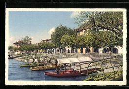 Bissone, Kleine Boote am Seeufer