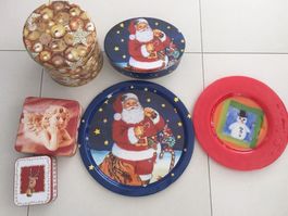Weihnachtsutensilien, Büchsen, Teller