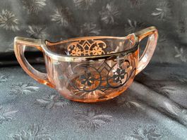 Antikes Henkelglas mit Sterlingsilbereinlagen