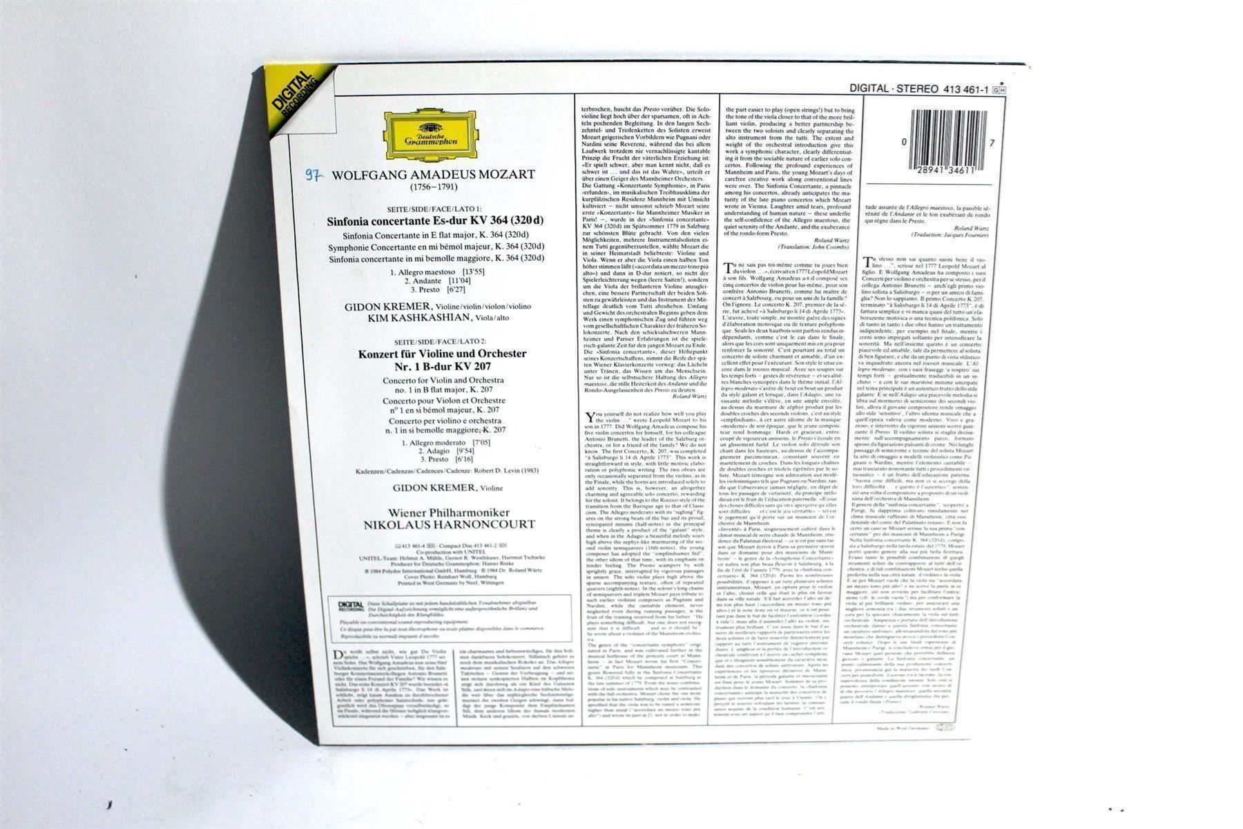 CD: MOZART: Sinfonia / Violinkonzert No. 2 – Usato da Bern venduto da kultiges 6