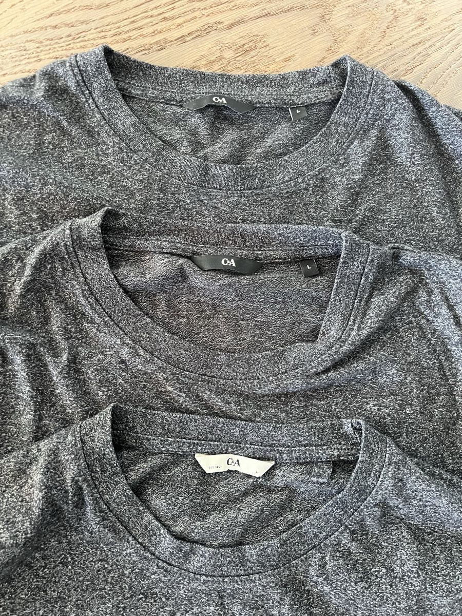 C&A T-shirt: 3 Shirts schwarz-meliert, Grösse L – Usato da Meierskappel venduto da schoene_dinge 3