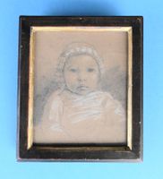 feine Bleistift MINIATUR 19.Jh. "Kinder-Portrait"
