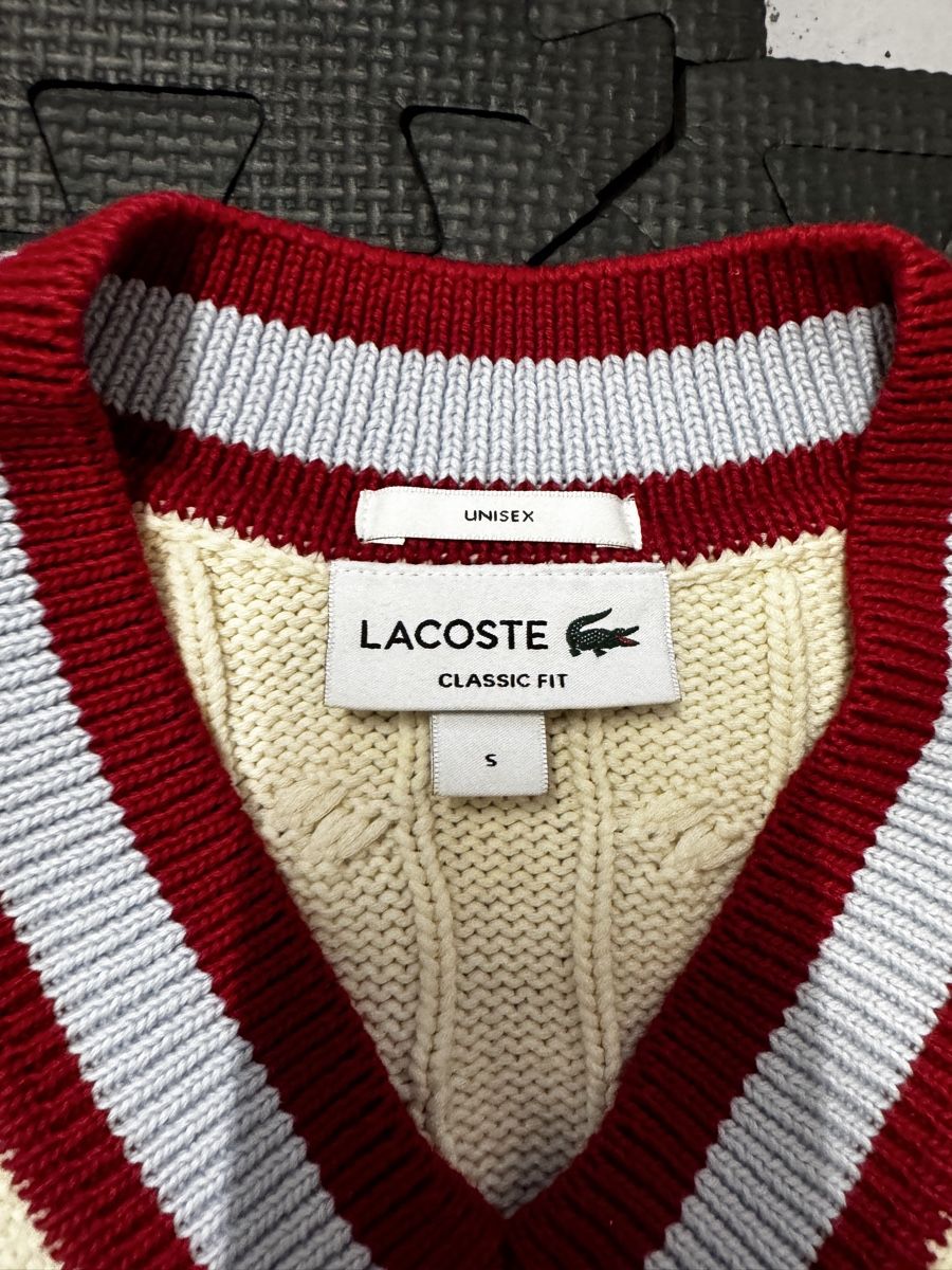 Lacoste Pullover & Sweatshirts: Lacoste Cable-Knit V-Neck Pullover – Creme – Grösse S – Gebraucht aus Hittnau von gymrat007 2
