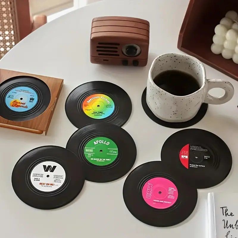Sottobicchieri: Schallplatten Getränkeuntersetzer Vinyl Retro Bierdeckel – Nuovo e nell'imballaggio originale da Dättlikon venduto da easythings 6