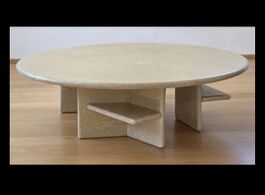 Couch Tisch / Salon Tisch aus Carrara Marmor 120cm, creme