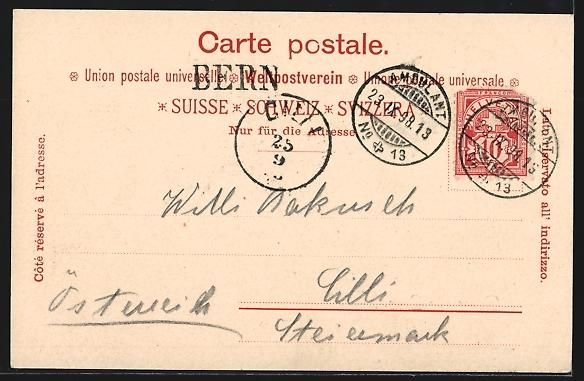 Cartes postales: AK Bern, Teilansicht mit Brücke, 1898 – D'occasion à Berlin par bartko-reher 1