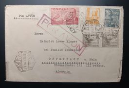 SPANIEN, FLUG / ZENSUR BRIEF NACH DEUTSCHLAND 1939