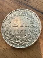 2 Franken 1957 Schweiz Münze guter Zustand