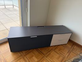 Meuble TV gris et blanc avec tiroirs etat neuf