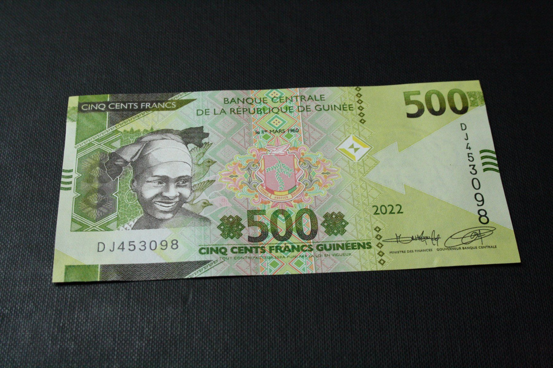 Banknoten: UNC Guinée 500 francs 2022 – Neu (gemäss Beschreibung) aus Cormondrèche von Hermes.monnaies
