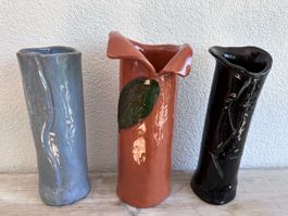 Lot de 3 vases hauts en céramique